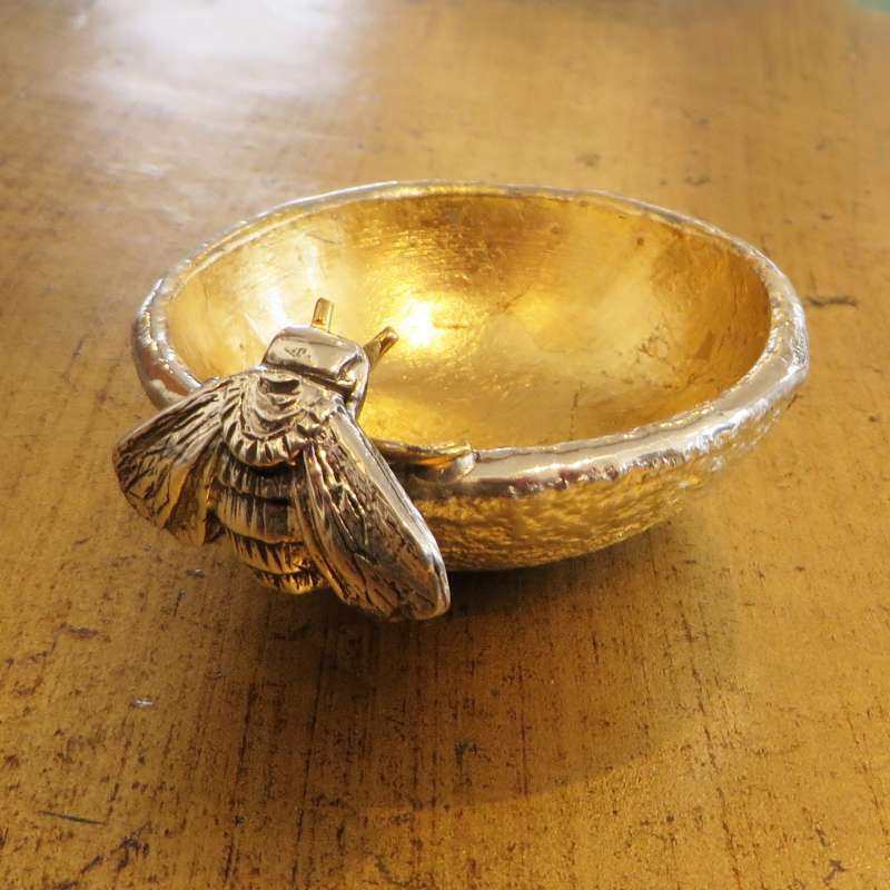 Bee Trinket Dish Gold Inside